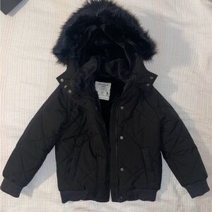 Abercrombie Kids Black Faux Fur Lined Coat